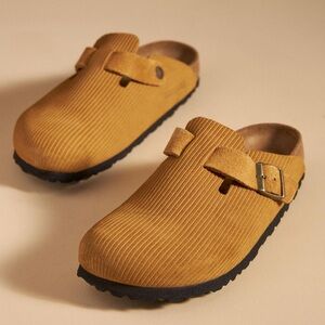 Birkenstock Tan Corduroy Clogs